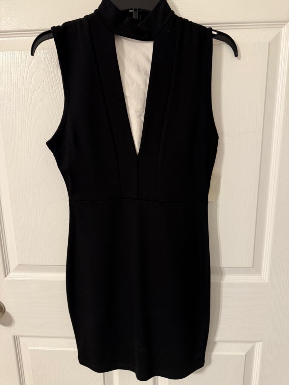 Black Sleeveless Deep V-Neck Dress